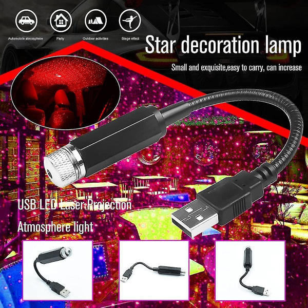 Auton katto tähti Usb romanttinen yövalo