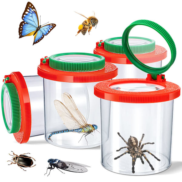 Insats insektsvisare för barn, 4 st förstoringsglas insektslåda insektsfångare kit för barn insektsförstorare behållare insektsburk insektsburk