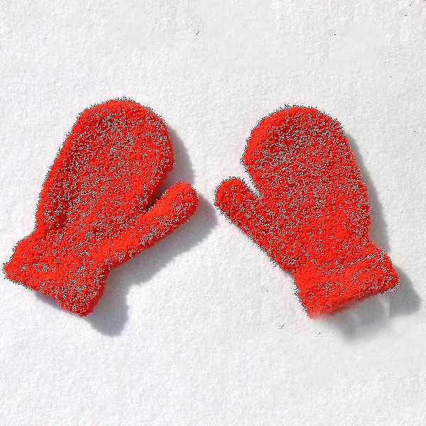Stickade helfingerhandskar stretchiga småbarns virkade handskar tjocka plyschhandskar