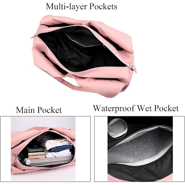 Urheilukassi Duffel-laukut kengätaskulla ja märkälokerolla naisille ja miehille, musta