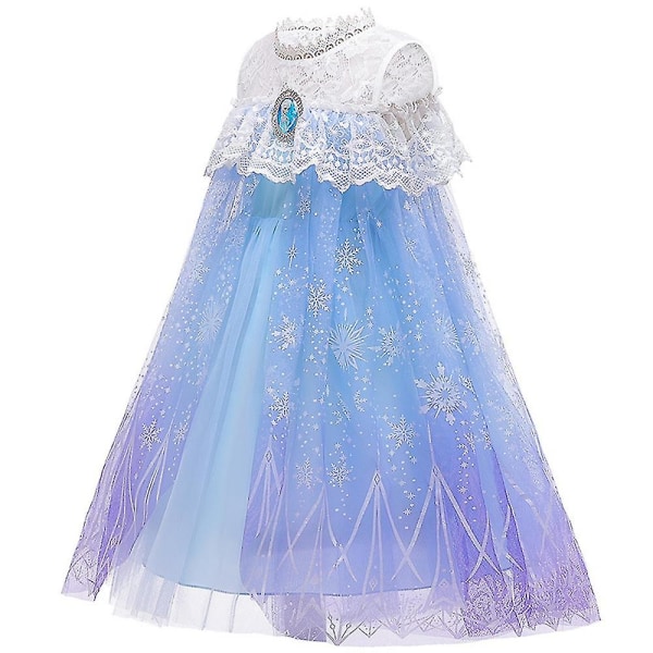 Frozen Elsa Fancy Dress Up Cosplay Kostym Flickor Barnpresenter Halloween Party Princess Tutu Dress 6-7Years