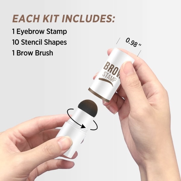 Øjenbrynsstempel og Stencil Kit, 10 Øjenbrynsstencils, Mørkebrun