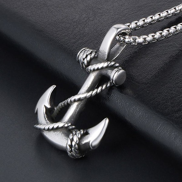 Moderne sort rektangulær vedhæng halskæde til mænd, enkel rustfrit stål kæde, herrearmbånd, smykkegave (sølv)