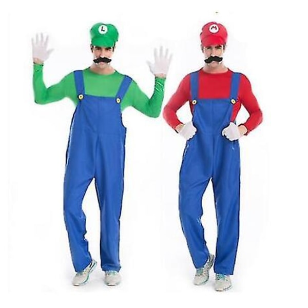 Vuxen Män Super Mario Bros Fancy Dress Cosplay Kostym S Green