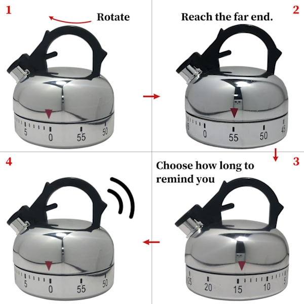 Timer, Kjøkken Timer, Timer for Barn, Egg Timer, Timere for Klasserom, Lærer, Studie, Trening, Ovn, Baking (Sølv)