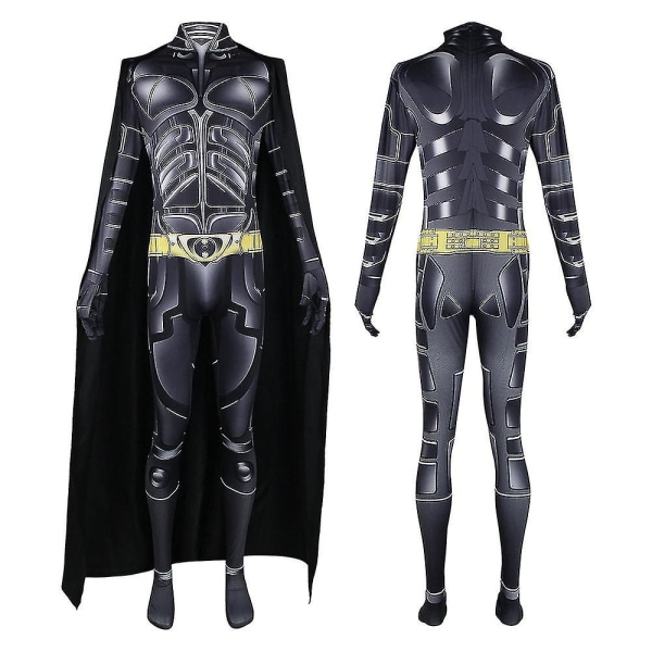 Batman Cosplay Festdräkt för vuxna, Dark Knight Jumpsuit Kappa Halloween rollspelsoutfit XL