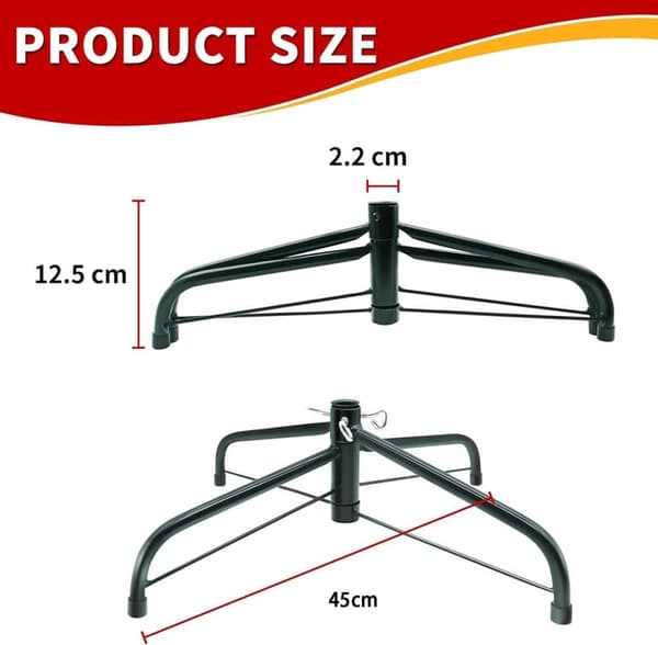 Hopfällbar Julgransfot 45cm - Svart Granfot för 1,5-2,4 meter Träd