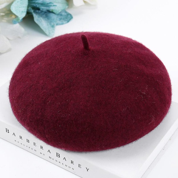 Winter Warm- Soft Casual, Sweet Wool, Beret Pumpkin, Flat Capburgundy color