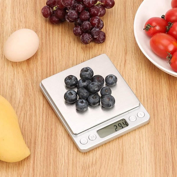 Stor räckvidd liten köksvåg 3kg/0.1g, USB laddningsbar mini mat elektronisk våg, hög precision matlagningsvåg, fickvåg