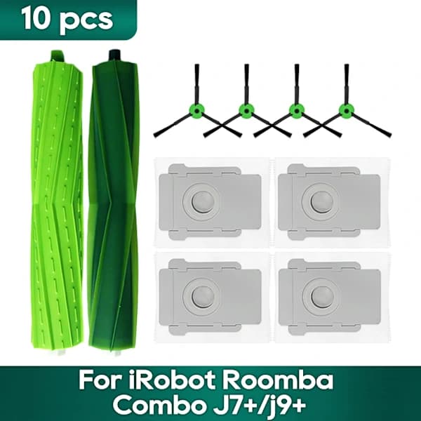 Passer til iRobot Roomba Combo j7+, j9+, 10 Max Robotstøvsuger Tilbehør Støvpose Rulle Sidebørste Hepa Filter Moppeklude Klud