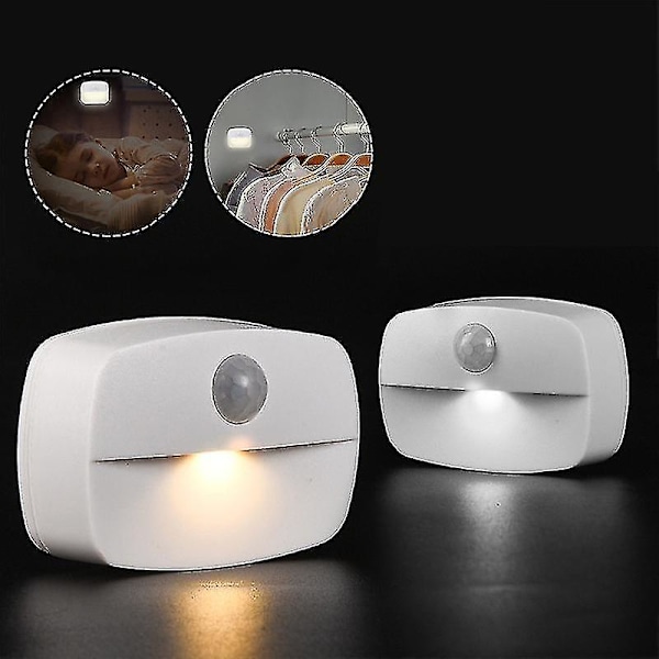 Bazhou 2 stk. LED infrarød sensor nattlys varmt lys induksjonslys nattlys automatisk LED menneskekropps induksjon smart garderobe skuff korridor