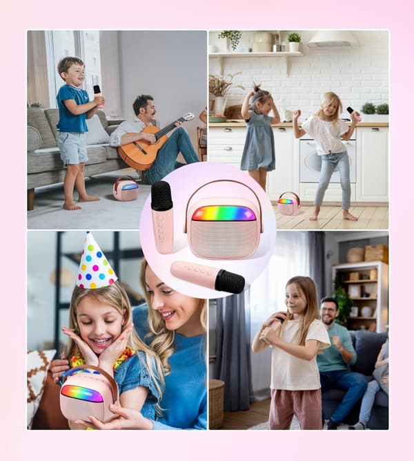 Bluetooth-kaiutin - Kannettava Bluetooth-kaiutin 2 langattomalla mikrofonilla - Mini Karaoke-laite