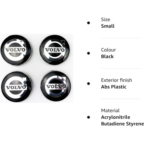 Bedst sælgende produkt!!! 4 stk. 64MM Bilhjul Centerkapsler til Volvo V40 V60 V90 S60 S40 V70 XC70 XC60 XC90 Stilfuldt Emblem Auto Eksteriørtilbehør
