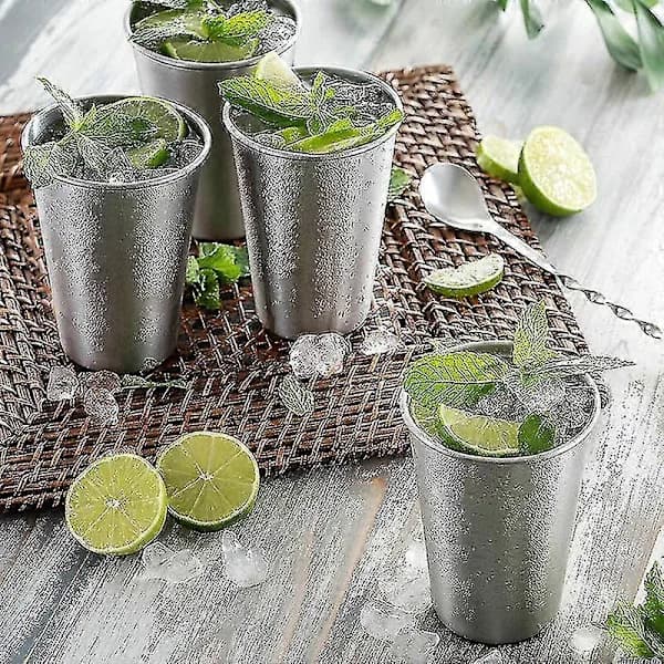 6-pak drikkekopper i rustfrit stål 350 ml letvægts genanvendelige til camping picnic kaffe te sølv