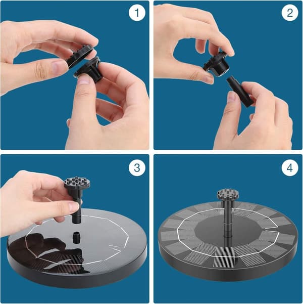 Solfontän - Solcellsdriven fontän - Solcellsdriven fågelbadsfontänpump - 13cm - Svart