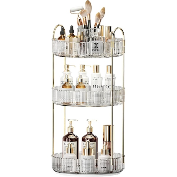 Makeup-stativ / Stativ til Makeup - 3 skuffer Makeup-opbevaring / 360 Roterende Makeup-stativ Organizer / Makeup-værktøjer