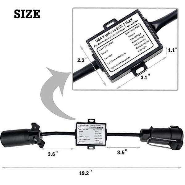Trailer Connector US til EU 7-Pin Stik Adapter Køretøjsforbindelse Trailer Connector Trækstang