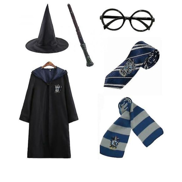 Harry Potter 6st Set Magic Wizard Fancy Dress Cape Cloak Costume-1 a Blue 155cm (11-12 years)