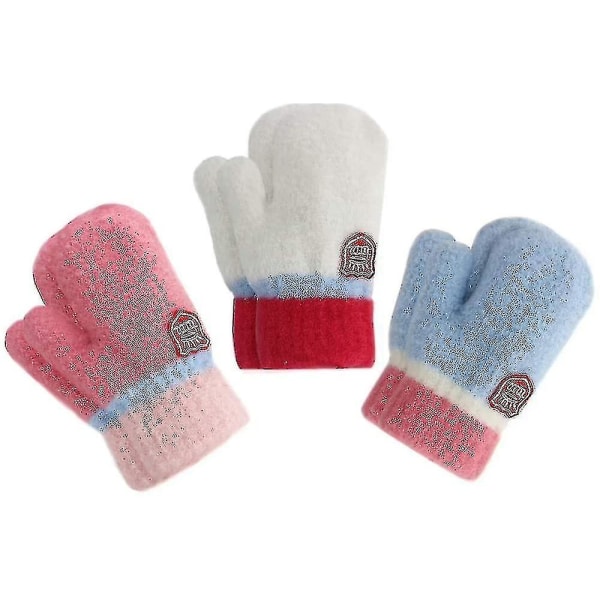 3 Pack Toddler Gloves Winter Warm Fleece Lined Soft Knit Mittens Toddler