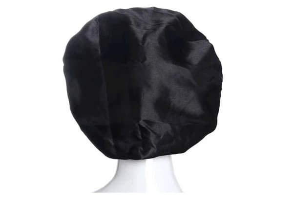 Satenghette - Elastisk silkebånd - Sovehette - Myk justerbar hårhette - Dame sovehodebånd - Sovehette Svart one size