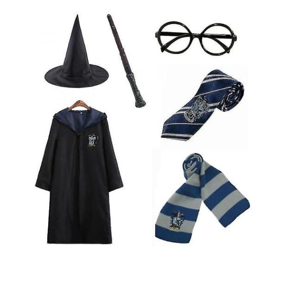Harry Potter 6st Set Magic Wizard Fancy Dress Cape Cloak Costume-1 a Blue 145cm (9-10 years)