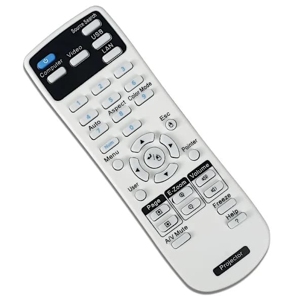Projektorfjernkontroll 154720001 Erstatning ABS for Epson EB X24 EB S31 EB W EB C30XE EB 30XE Hvit