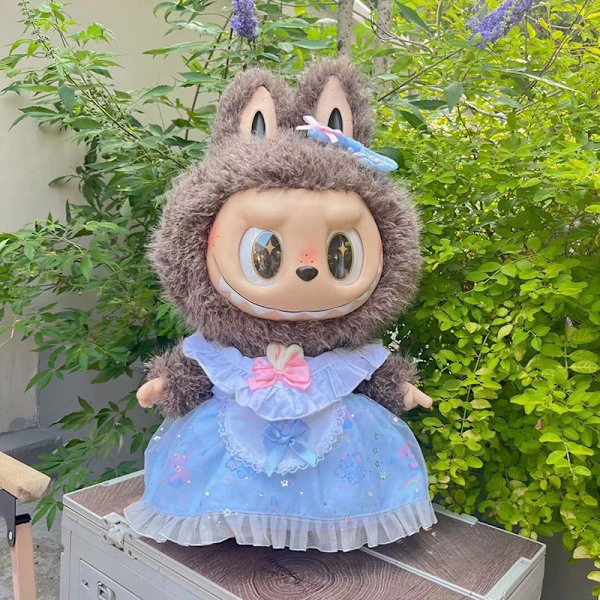 /NC/58cm Zimomo Docka Vinyl Labubu Plysch Kläder Söt Klänning Outfit Kläder Endast Labubu 58cm kläder utan docka 58cm clothes without doll M blue elf suit