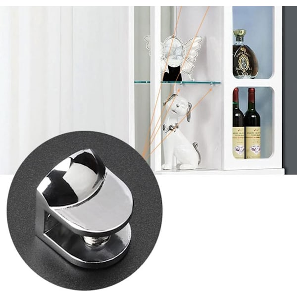 Glashylla Konsol, Justerbara Glasklämmor Glasklämma Konsoler, Polerad Finish Zinklegering Silver, 2 st