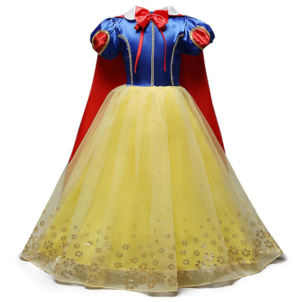 3-10 år Barn Flickor Snövit Princess Cospla Kostymklänning med Capey Halloween H 7-8 Years