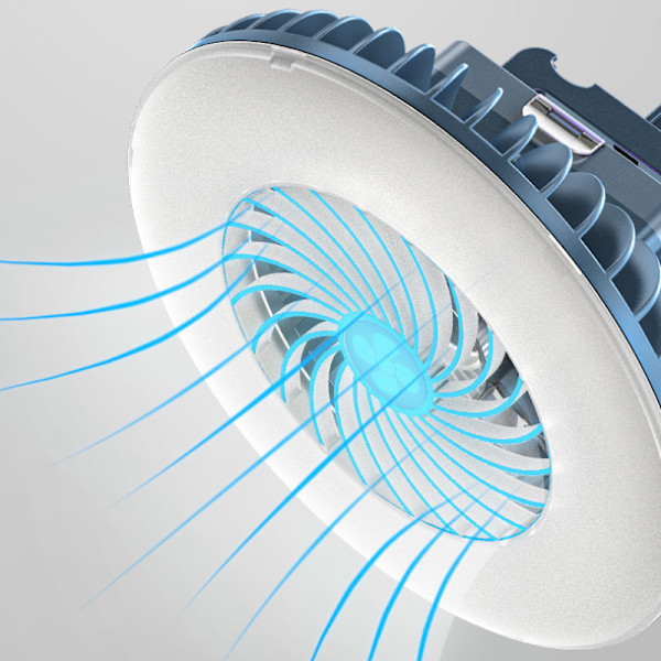 2 stk. bærbar campingventilator med LED-lanterne USB genopladelig vandtæt teltventilator med ophængningskrog magnet overlevelseskits