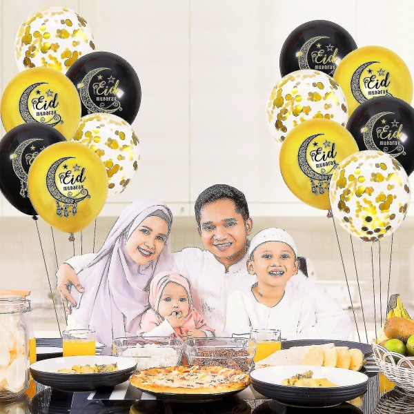 15 stk Eid Mubarak Balloner, 12 tommer Helium Latex Balloner Ramadan Dekorationer Til Hjemmet, Ramadan Mubarak Gaver