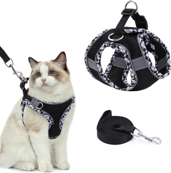 Adjustable Dog and Cat Harness with Leash, Reflective and Soft, Secure Fit, XXS