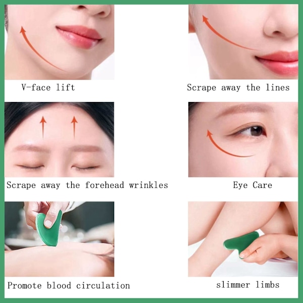 Gua Sha Jade -kivi Gua Sha -hierontaväline, Guasha -työkalu kasvojen ja kehon ihon hierontaan. Työkalut SPA-akupunktioon