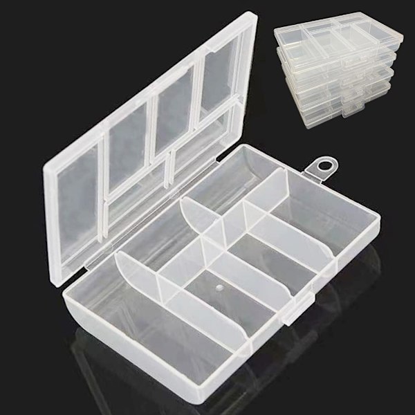 6 Grids 4-PACK Plastic Organizer Box Storage Container for Small Jewelry Fishing Tackles Earring Nail Rhinestones Beads Art DIY