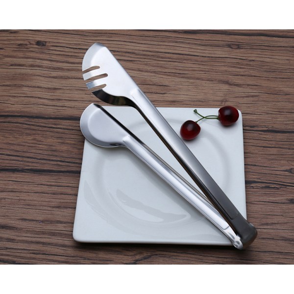 Serveringstänger Kökstänger, Rostfritt Stål Mat Tong Serveringstång, Matstänger för sallader, kött och grönsaker, 9 tum（2 Pack)