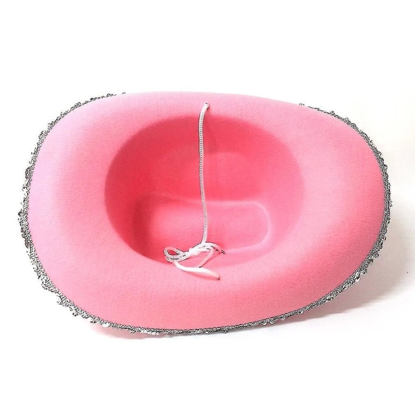 Fjerbeklædt bogstav cowboyhat Sequin Pink Pink Denim