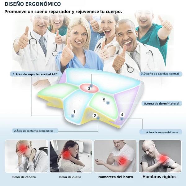 Viskoelastiskt nackkudde, ergonomisk kontur 2-i-1 nacksmärta ortopedisk kudde, konturstöd kudde, 1 styck vit