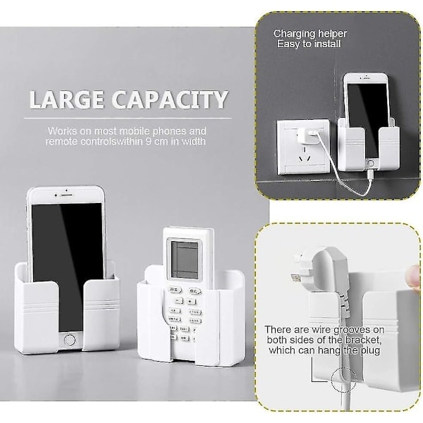 4 stk. Veggmontert Mobiltelefonladerholder, 3m Selvklebende Mobiltelefon Veggfeste (Gull)