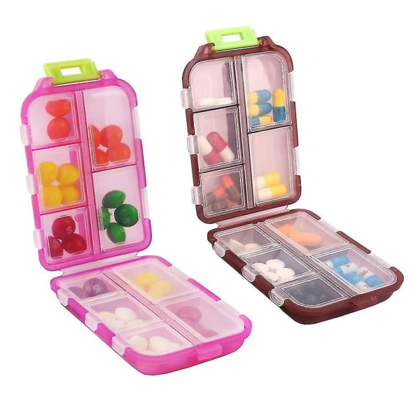 2 Pack Travel Pill Organizer Light Red + Dark Red