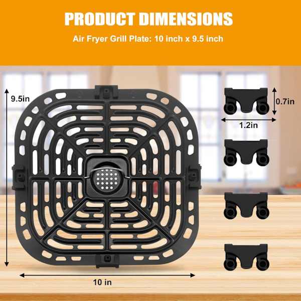 Airfryer-tillbehör för Plus 6 i 1 6 Airfryer, Airfryer-ersättningsdelar bricka rack grillplatta grillpanna CrisperPlate