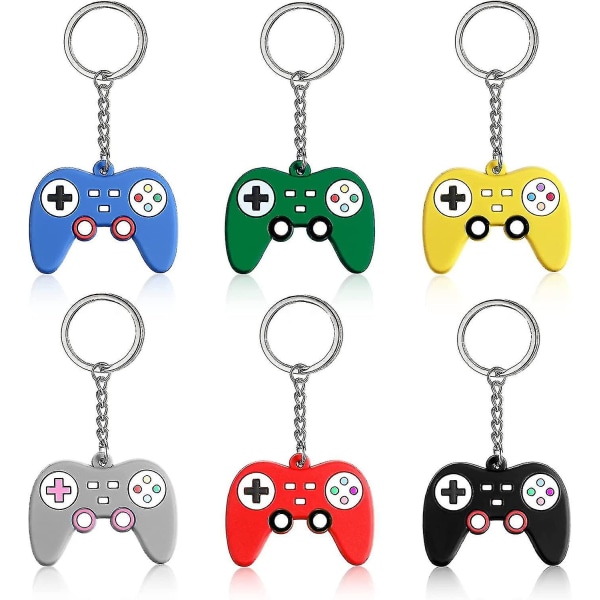 6 Pieces Gaming Keyring Gaming Keychain Gamer Party Bag Fillers Video Game Gift