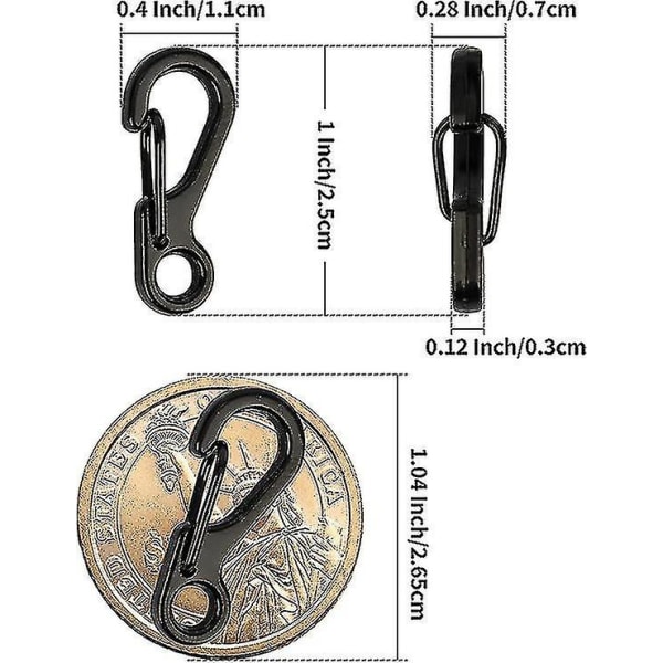 2,5 cm liten karbinhake, aluminiumnyckelringklämmor snäppkrok små karbinhakar för nycklar, ryggsäck, fiske, camping, utomhus