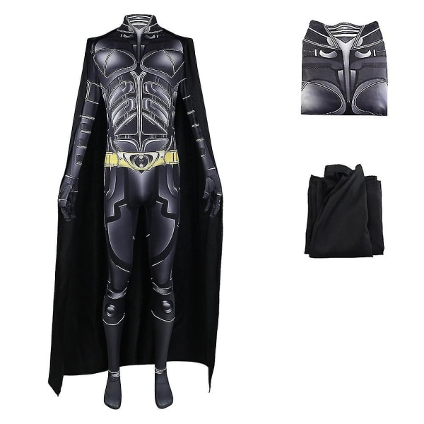 Batman Cosplay Festdräkt för vuxna, Dark Knight Jumpsuit Kappa Halloween rollspelsoutfit 3XL