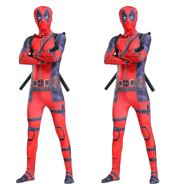 Marvel Superhero Deluxe Deadpool Kostym Vuxna Jumpsuit Outfit Halloween Carnival Cosplay Party Dress Up Full Set H XL