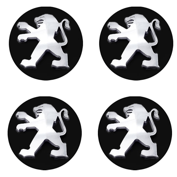 4-Pakning - Peugeot Navkapsler / Hjulkapsel Emblem - Bil 75 60mm - Svart