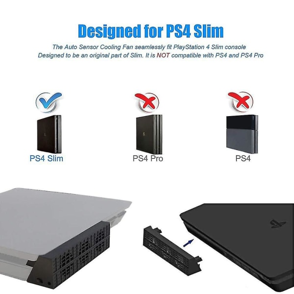 Ps4 Slim Turbo -jäähdytystuuletin, ulkoinen USB-jäähdytin, automaattinen lämpötilasensori, ohjattu jäähdytin lämmönpoistoon Playstation 4 Slim -konsolille