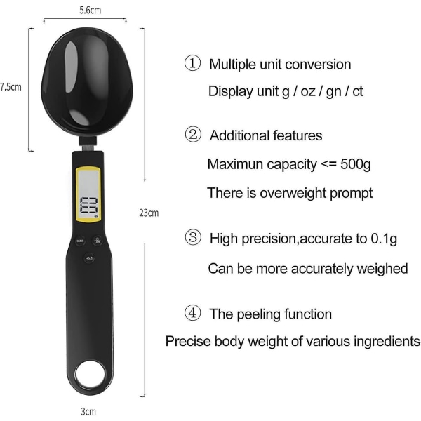 Electronic Measuring Spoon, Digital Scale Spoon, Kitchen Electronic Weighing Spoon With Lcd Display(black)