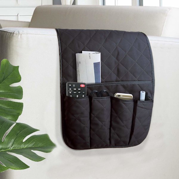 Soffa Armstöd Organizer Halkskyddad Arm Stol Sängbord Förvaringsorganisatör för Fåtölj Soffa med 5 Fack (SVART)