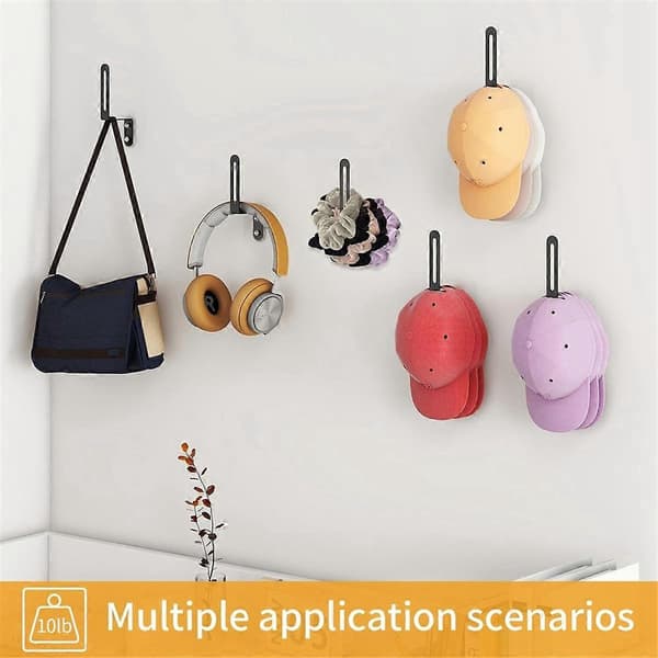 [RM]Hat Rack for Wall 6-Pack, Hat Hooks for Wall, Metal Baseball Hat Rack for Wall, Hat Storage for