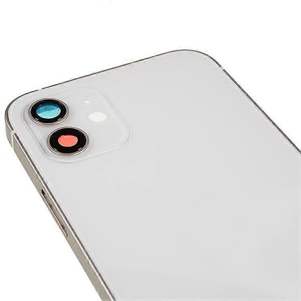 Kompatibel for iPhone 12 6.1 tommer Bak Batteri Hus Deksel+Midtre Plate Ramme+Sideknapper Erstatning, EU Versjon (med CE Logo White